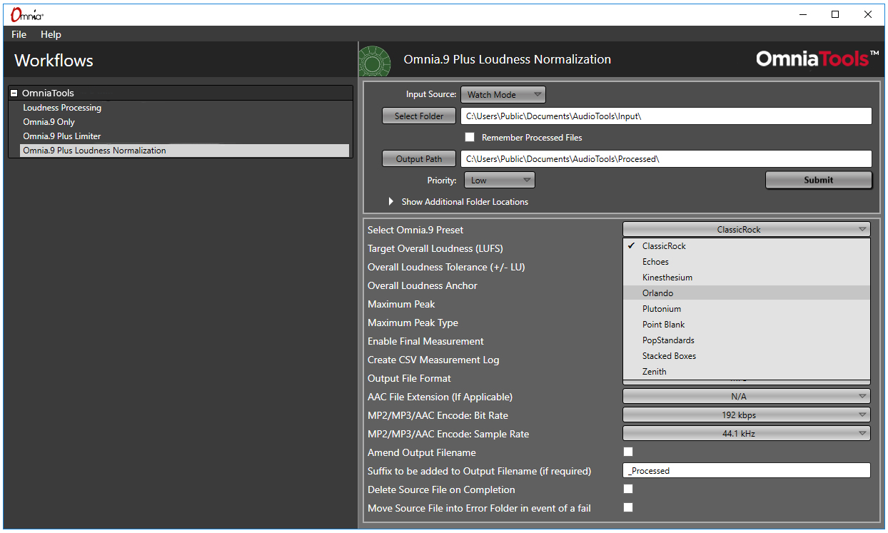 OmniaTools interface