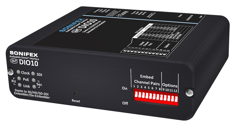 Sonifex AVN-DIO10 Dante naar 3G/HD/SD-SDI Embedder/De-Embedder