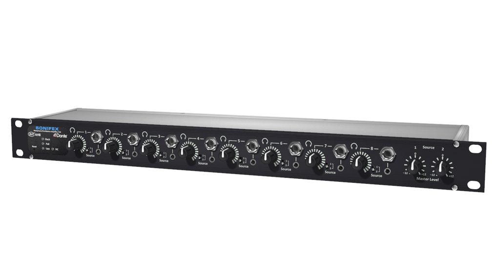 Sonifex AVN-AH8 - 8 stereo kanaal analoge  hoofdtelefoonversterker Dante-interface, PoE